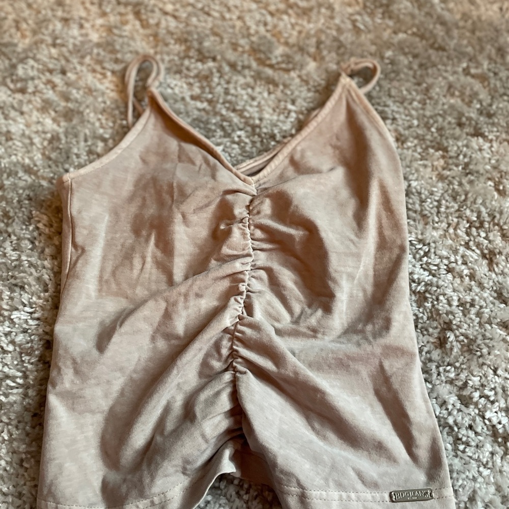 Ruched Beige Tank Top
